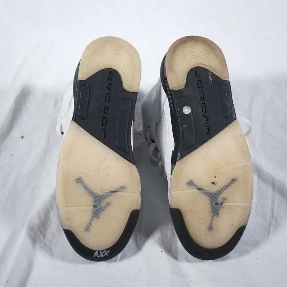 Nike Air Jordan 5 Reverse Metallic White Black GS 4.5Y 440888-110 Minty